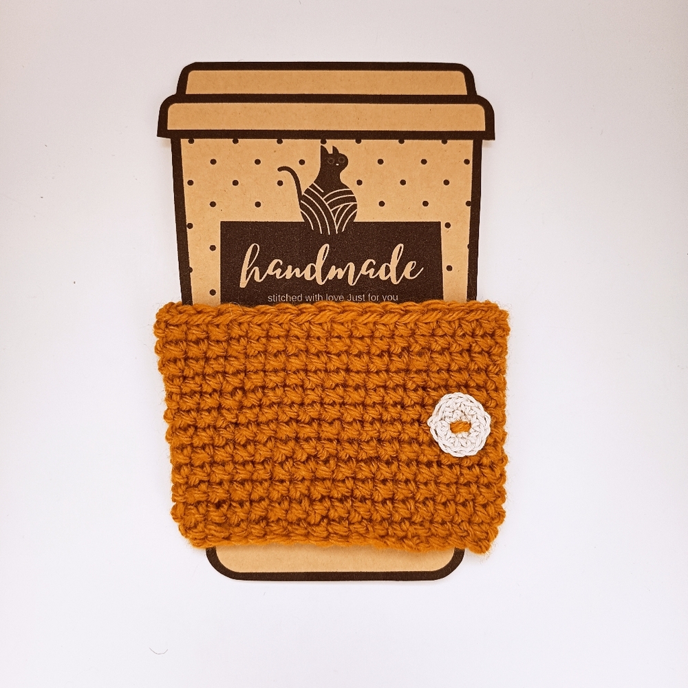 💛Handmade Coffee Sleeve in Mustard Yellow